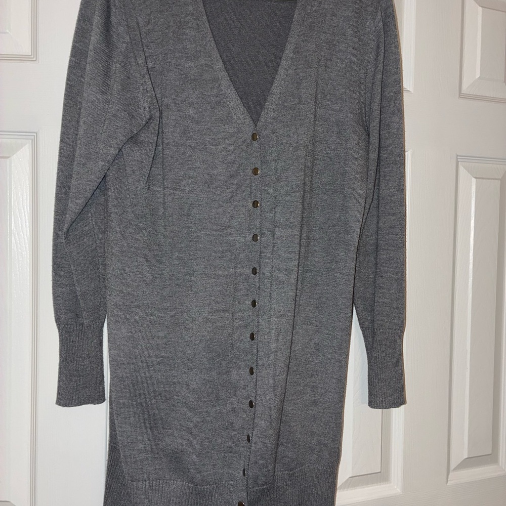 Gray Button-Up Women's Sweater
